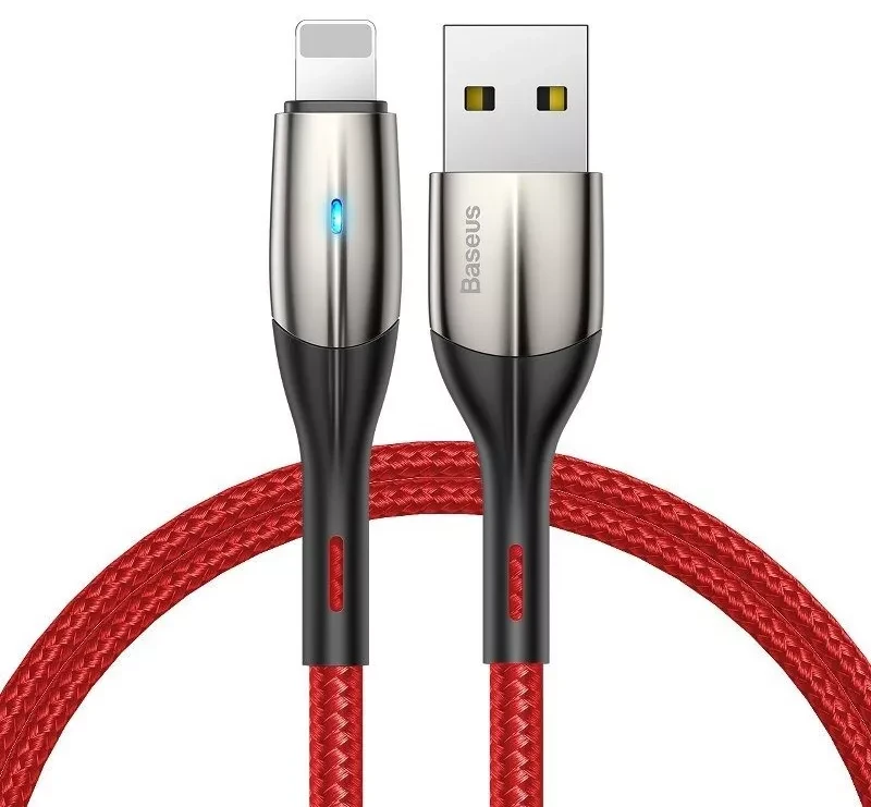 Кабель зарядний Baseus USB — Lightning Horizontal LED Indicator 1.5A 2 м Red (CALSP-C09)