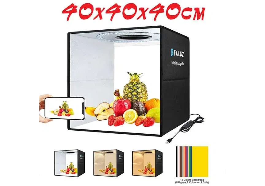 Фотобокс Puluz PU5041B 40x40x40 см з кільцевою підсвіткою + 6 фонів