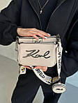 Жіноча сумка Karl Lagerfeld Beige (бежева) модна актуальна світла сумочка AS446топ, фото 7