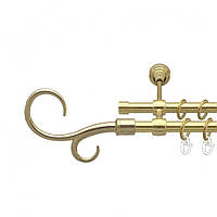 Карниз Orvit Крюк Двойной металлический двухрядный литой ГЛАДКАЯ труба кольцо металлическое Золото 16\16 мм