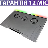 Охолоджуюча Підставка Для Ноутбука 19" Esperanza Boreas з RGB-підсвічуванням, сіра, з 3 вентиляторами