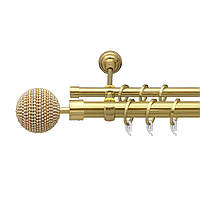 Карниз Orvit Карера металлический двухрядный открытый ГЛАДКАЯ труба кольцо фасонное металлическое Золото