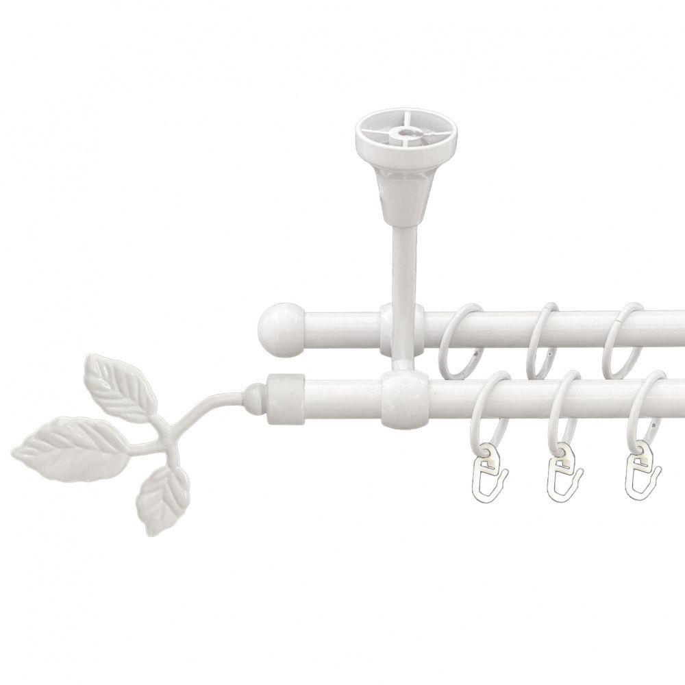 Карниз Orvit Тоскана металевий дворядний литий до стелі гладка труба кільце металеве Арктіс 16\16 мм 160 см (00-00012417), фото 1