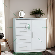 Білий комод для речей на 4 шухляди з дверима для спальні та вітальні місткий