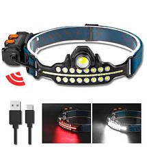 Ліхтар налобний BL-W690-LTS+SMD (white+red), Motion Sensor, вбудований акумулятор, zoom, ЗУ Type-C, фото 3