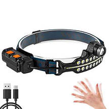 Ліхтар налобний BL-W690-LTS+SMD (white+red), Motion Sensor, вбудований акумулятор, zoom, ЗУ Type-C, фото 4