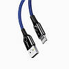 Кабель зарядний Baseus USB — Lightning shaped Light Intelligent Power-off Cable 2.4 A 1 м Blue (CALCD-03), фото 2