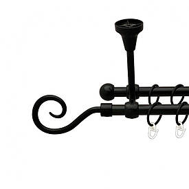 Карниз Orvit Гак металевий дворядний литий до стелі гладка труба кільце металеве Чорний Оксамит 16\16 мм 180 см (00-00013918)