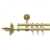 Карниз Orvit Листок Лилии металлический двухрядный закрытый ГЛАДКАЯ труба кольцо металлическое Золото 16\16