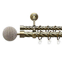 Карниз Orvit Карера металлический двухрядный открытый скрученная труба кольцо металлическое АКВАРИЯ 25\19 мм