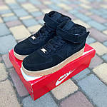 Чоловічі зимові кросівки Nike Air Force 1 (чорні) модні повсякденні форси 4035 Найктоп, фото 7