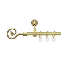 Карниз Orvit Лукка металлический однорядный открытый ГЛАДКАЯ труба кольцо металлическое Золото 16 мм 160 см