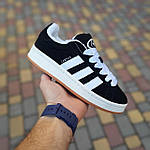 Чоловічі зимові кросівки Adidas Campus (чорні) спортивні повсякденні кроси 4030 Адідас топ, фото 2