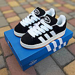 Чоловічі зимові кросівки Adidas Campus (чорні) спортивні повсякденні кроси 4030 Адідас топ, фото 5