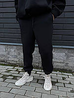 Мужские спортивные штаны теплые (черные) качественные комфортные трехнитка флис EVLMP2