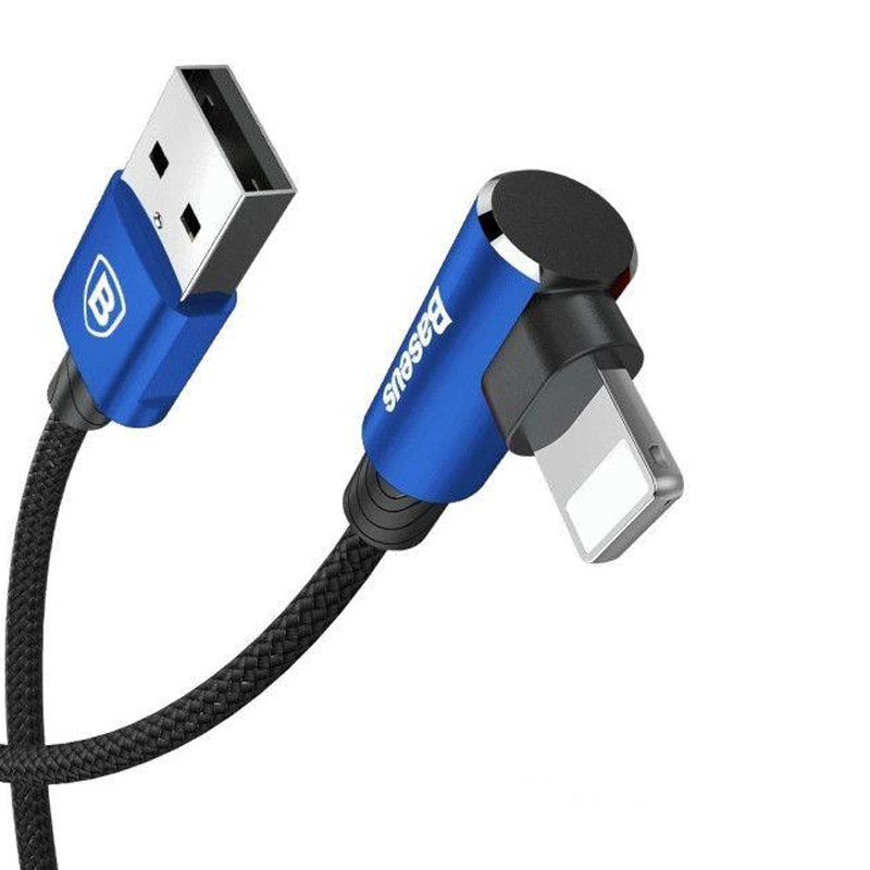 Кабель зарядний Baseus USB — Lightning кутовий MVP Elbow 2.0 A 1 м Blue (CALMVP-03), фото 1