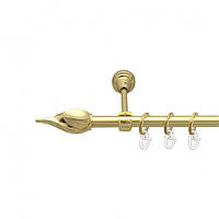 Карниз Orvit Твисто металлический однорядный открытый ГЛАДКАЯ труба кольцо металлическое Золото 16 мм 160 см