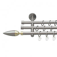 Карниз Orvit Линнея металлический трехрядный цилиндр (20 см) ГЛАДКАЯ труба кольцо металлическое Нержавеющая