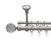 Карниз Orvit Люмиера металлический двухрядный открытый до потолки скрученная труба кольцо металлическое Сатин