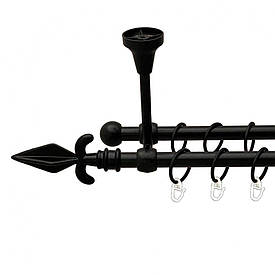 Карниз Orvit Грот металевий дворядний литий до стелі гладка труба кільце металеве Чорний Оксамит 16\16 мм 180 см (00-00013925)