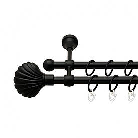 Карниз Orvit Мушля металевий дворядний литий гладка труба кільце металеве Чорний Оксамит 16\16 мм 180 см (00-00013883)