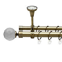 Карниз Orvit Люмиера металлический двухрядный открытый до потолки ГЛАДКАЯ труба кольцо металлическое АКВАРИЯ