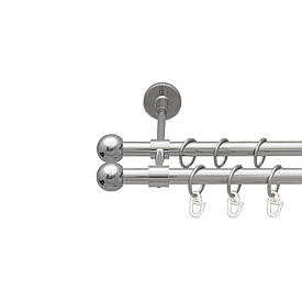 Карниз Orvit Куля Болонь металевий дворядний закритий гладка труба кільце металеве Хром 16\16 мм 160 см (7387932)