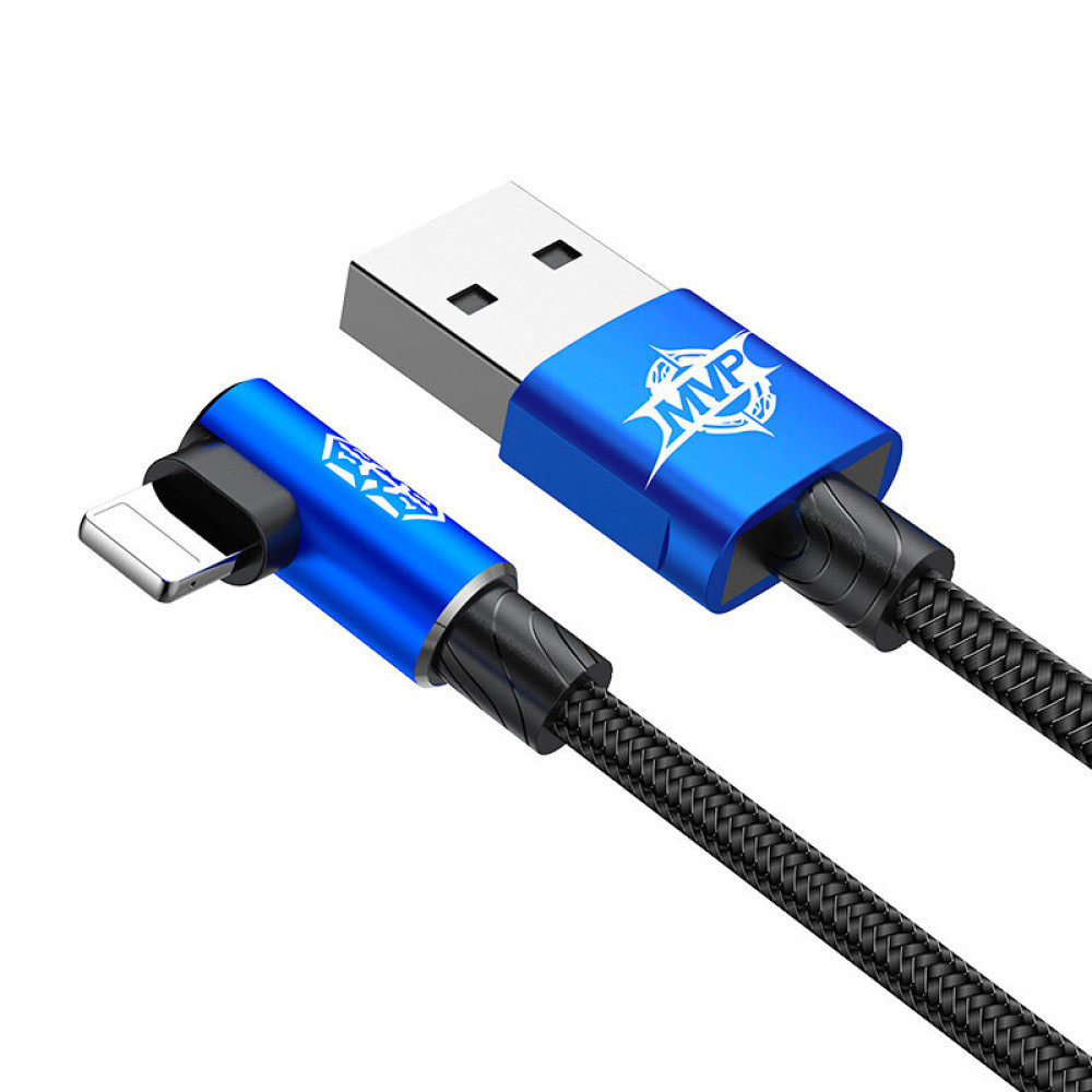 Кабель зарядний Baseus USB — Lightning кутовий MVP Elbow 1.5A 2 м Blue (CALMVP-A03)