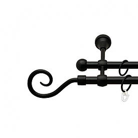 Карниз Orvit Гак металевий дворядний литий гладка труба кільце металеве Чорний Оксамит 16\16 мм 180 см (00-00013855)
