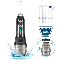 Портативный Ирригатор H2Ofloss HF-6 + 5 Насадок + Сумочка Portable Oral Irrigator 300ml Black