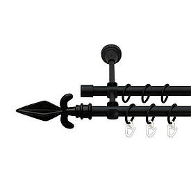 Карниз Orvit Грот металевий дворядний відкритий гладка труба кільце металеве Чорний Оксамит 16\16 мм 200 см (00-00020998)