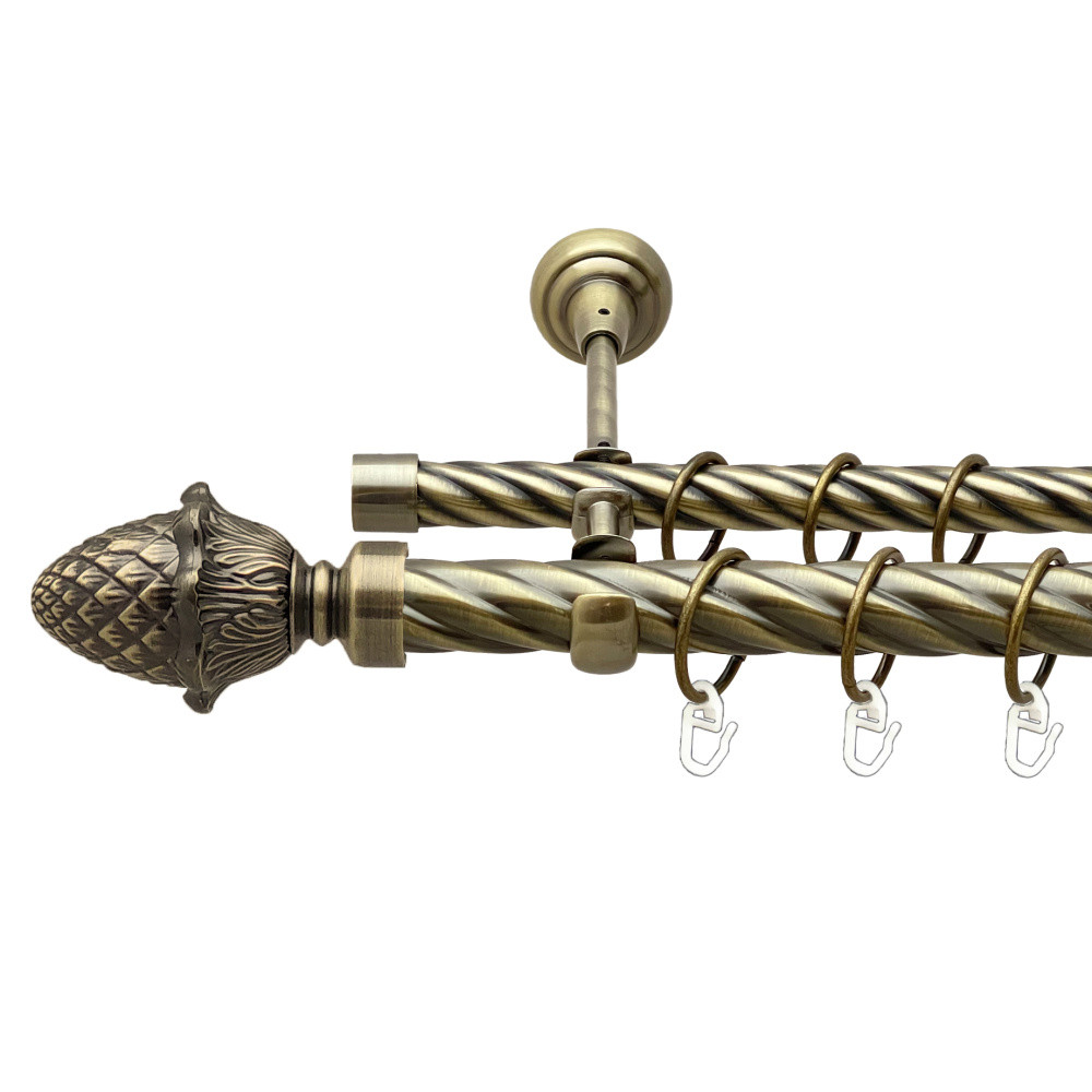 Карниз Orvit Цинара металевий дворядний відкритий скручена труба кільце металеве Антик 25\19 мм 300 см (00-00024395), фото 1