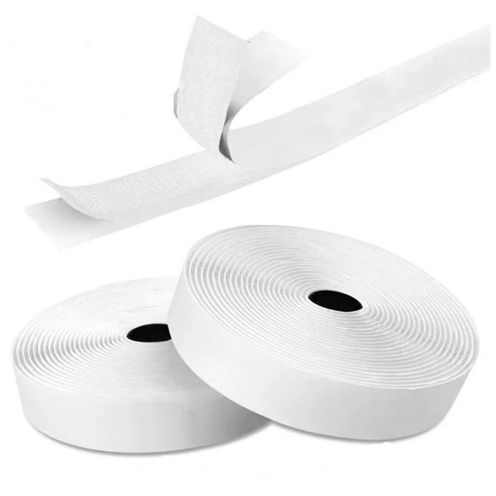 Стрічка-липучка на клейовій основі, 2,5 см, білий (1 м)