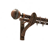 Карниз Orvit Авея металлический двухрядный ретро скрученная труба кольцо фасонное металлическое Медь 25\19 мм