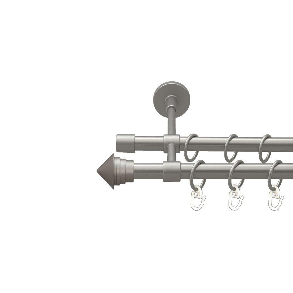 Карниз Orvit Сетра металевий дворядний закритий гладка труба кільце металеве Сатин 16\16 мм 240 см (00-00022663), фото 1