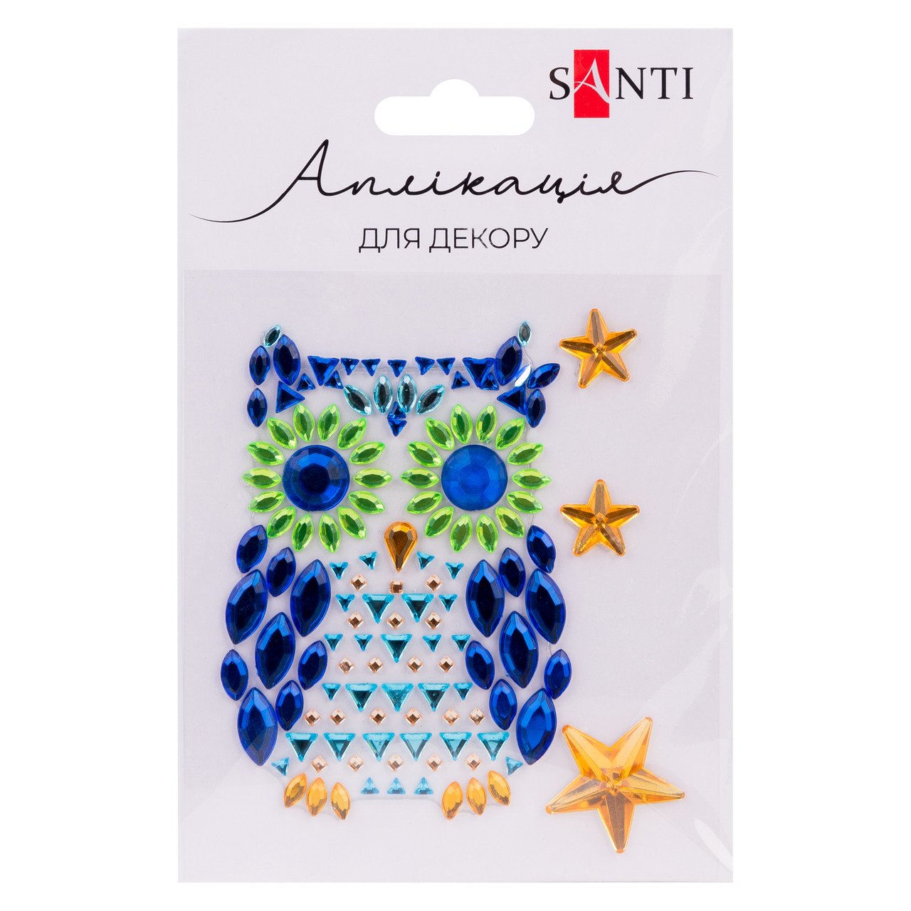 Аплікація SANTI зі страз самоклеючих Owl 9,5х8 см, фото 1