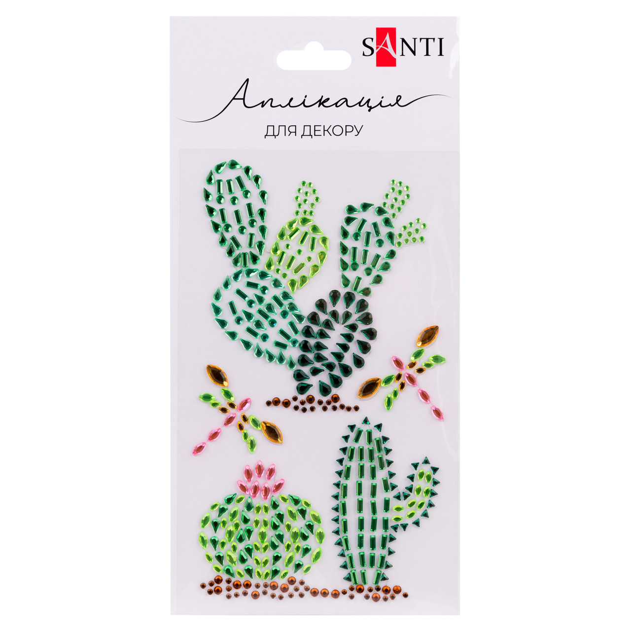 Аплікація SANTI зі страз самоклеючих Trendy Cactus 9.5х15см, фото 1
