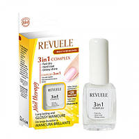 REVUELE NAIL THERAPY Комплекс 3 в 1 быстро высыхает, твердое покрытие и глянцевый блеск 10 мл.