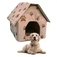 Домик для собак и кошек Portable Dog House, будка для домашних животных, коричневая