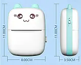 Дитячий міні принтер Mini Printer термопринтер дитячий Котик блакитний, фото 5