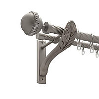 Карниз Orvit Авея металлический двухрядный ретро скрученная труба кольцо металлическое Сатин 25\19 мм 240 см