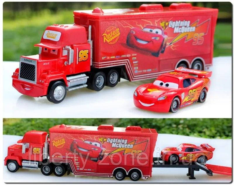 Трейлер Мак Тачки. Автовоз Маквіна. Вантажівка Транспортер Тачки Cars Lightning McQueen Mack Truck (без коробки)