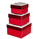 Набір новорічних подарункових коробок "Дід Мороз і Сніговик" 3 шт. (20х20х9,5 см), фото 2