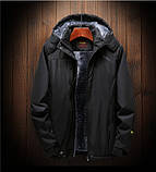 Куртка парка зимова чоловіча чорна з капюшоном, фото 2