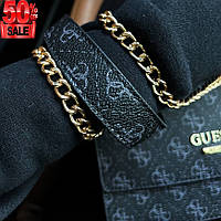 Cумка женская черная Guess с цепочкой сумка брендовая удобная молодёжная Отличное качество