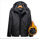 Куртка парка зимова чоловіча чорна з капюшоном, фото 3