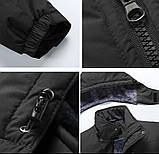 Куртка парка зимова чоловіча чорна з капюшоном, фото 5