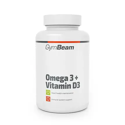 Омега-3 + Вітамін Д3 GymBeam Omega 3 + Vitamin D3 90 капс., фото 2