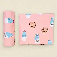 Пеленка для новорожденных Печенье, футер, 90*75, розовый