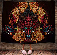 Плед с 3D принтом Дракон в стиле Street Art Воздушный красный Дракон в огне